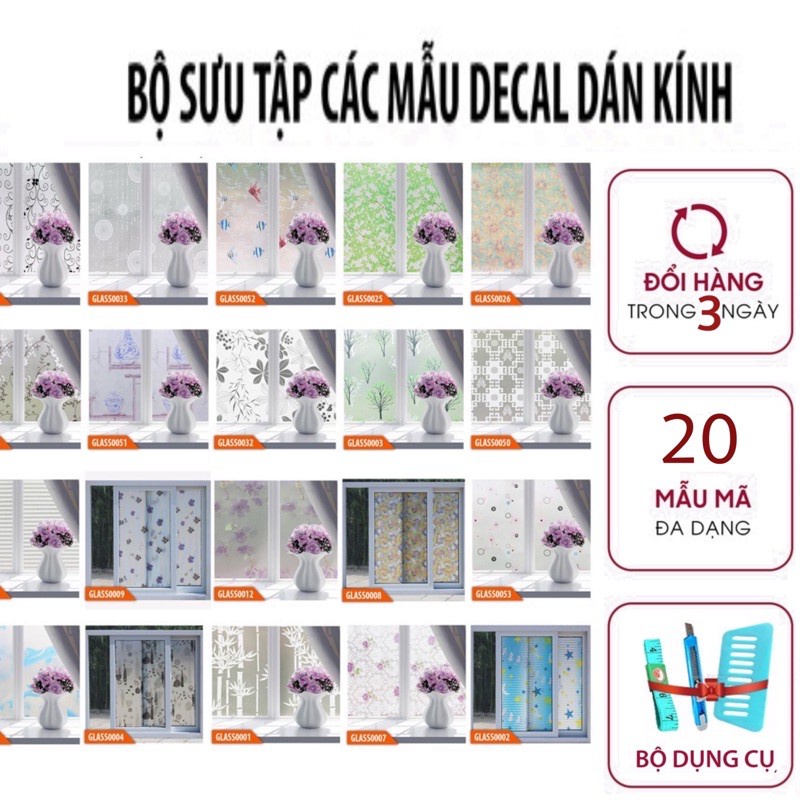 Decal Giấy dán kính mờ che sáng cản quang, đề can cửa sổ đẹp khổ 90cm chống nắng nóng, nước | BigBuy360 - bigbuy360.vn