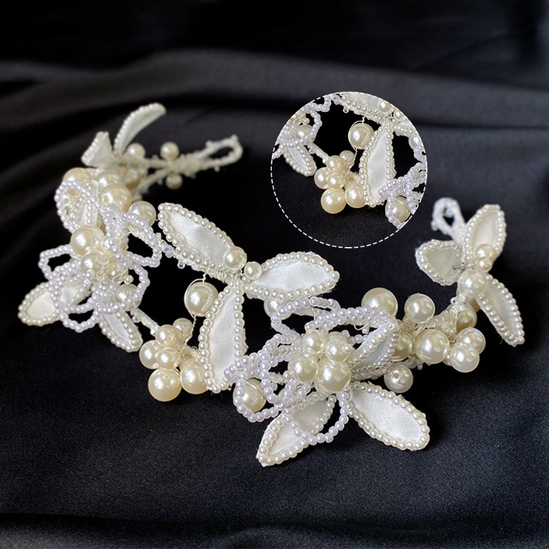 Băng Đô Cài Tóc Hình Vương Miện Đính Ngọc Trai Giả Lãng Mạn Cho Cô Dâu