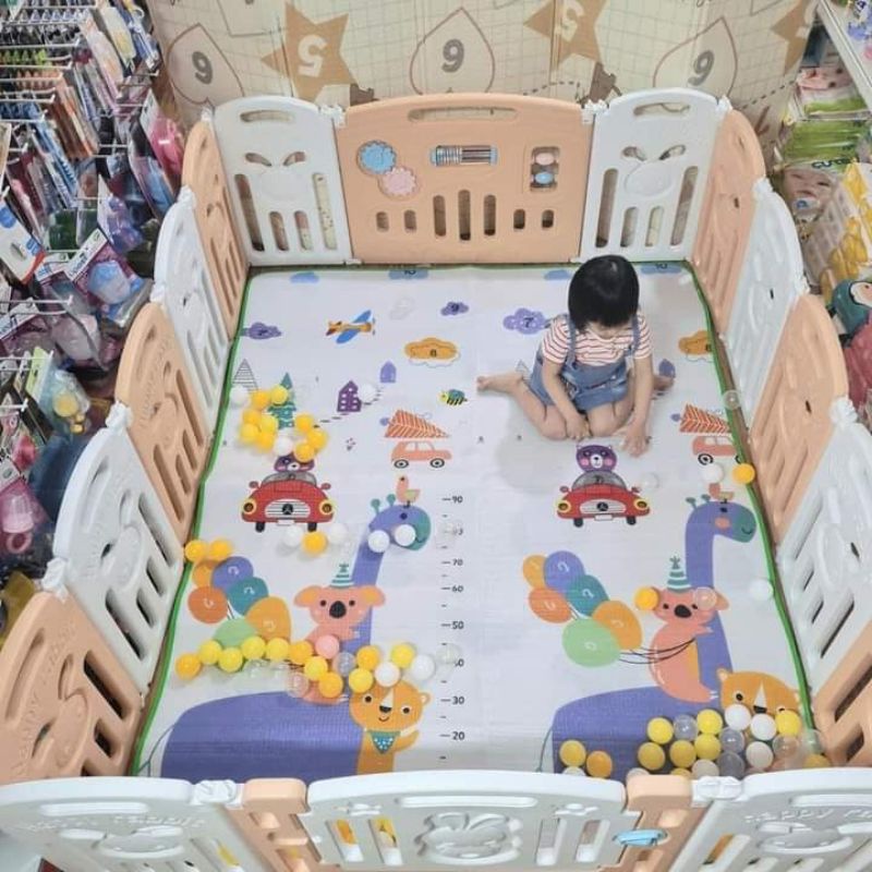 Bộ quây cũi nhựa nguyên sinh Tặng bóng, thảm, giỏ ( GIAO 2H HCM)