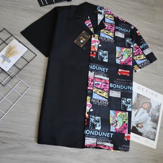 Áo sơ mi nam nữ tay lỡ form rộng Unisex họa tiết form chuẩn đẹp