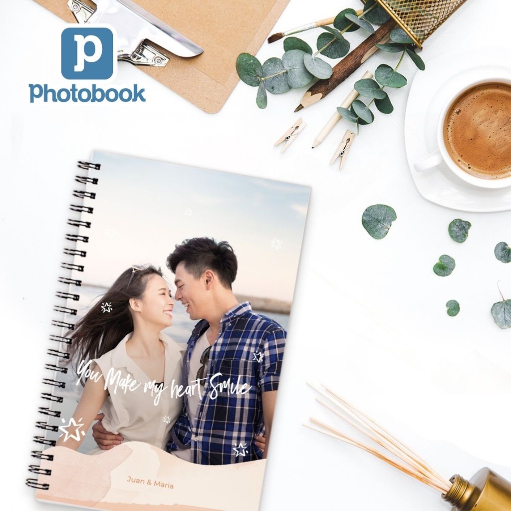 [Toàn Quốc] [E-voucher] In sổ lò xo 12.5 x 20 cm trang trí theo yêu cầu - Thiết kế trên Web Photobook