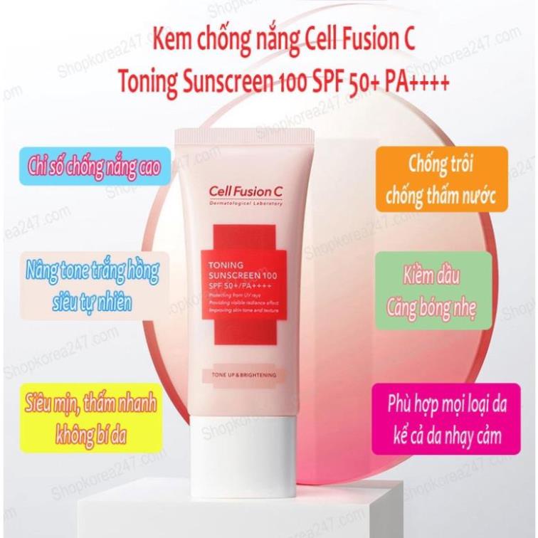 [Chính hãng] Kem chống nắng Cell Fusion C nâng tone trắng da Hàn Quốc giúp tái tạo da chống lão hóa .