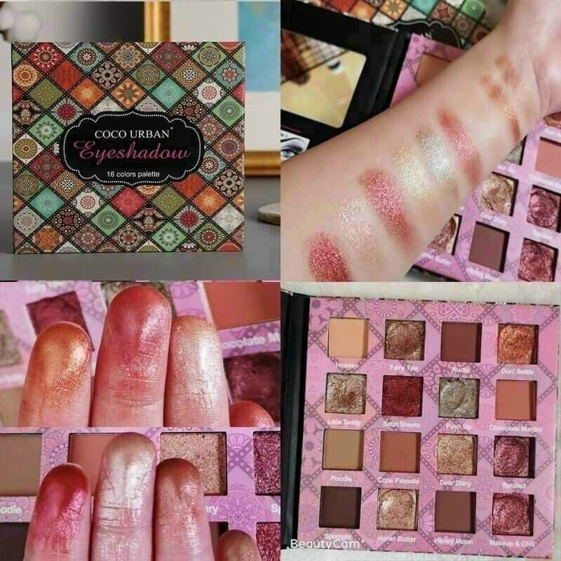 Bảng phấn mắt 16 ô mix nhũ Treeceng họa tiết hoa văn - phấn mắt nội địa trung