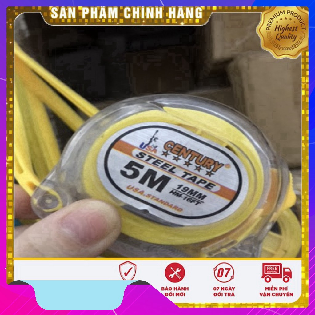 [Hàng chính hãng- Ảnh shop chụp ] Thước cuộn thép bản 25mm nhựa trong Century