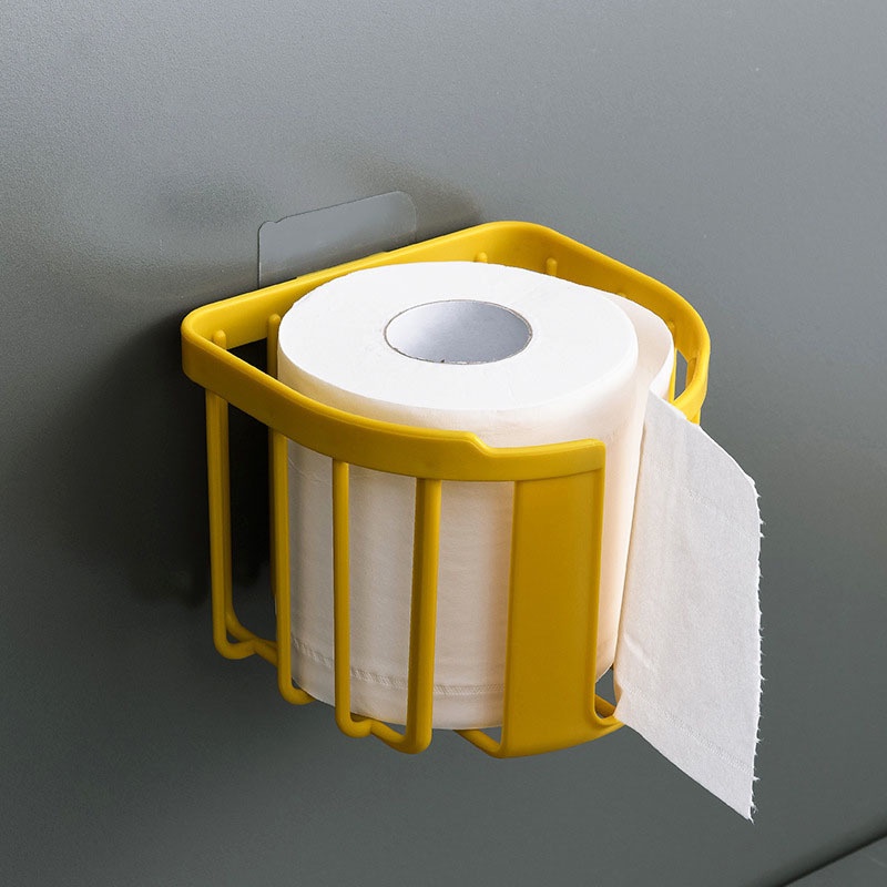 1 Hộp Đựng Khăn Giấy Gắn Tường Không Cần Khoan Lỗ Dạng Rỗng Tự Dính Cho Nhà Tắm