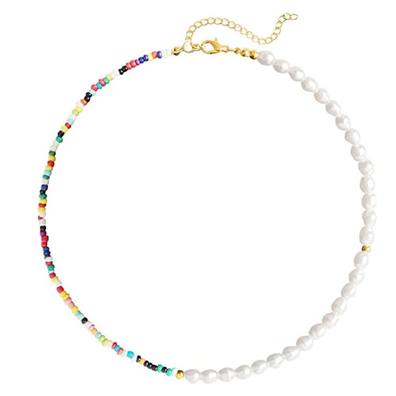 Vòng cổ chuỗi hạt ngọc trai màu sắc đa dạng phong cách bãi biển thời trang 2021