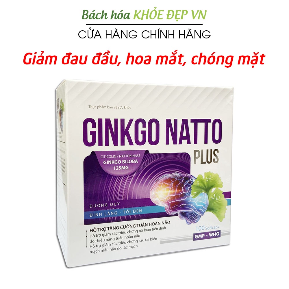 Hoạt huyết dưỡng não GINKGO Q10 cao bạch quả giảm đau đầu, chóng mặt - 100 viên [GINKGO NATTO PLUS]