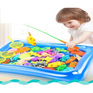 Đồ chơi bộ câu cá nam châm kèm bể phao kèm cần câu cho bé