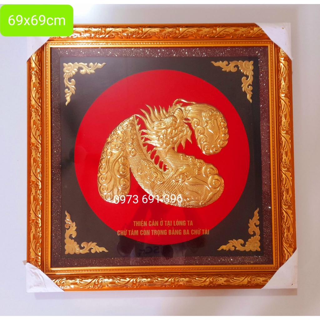 Tranh chữ Đồng nguyên chất PHÚC LỘC THỌ TÂM kích thước 69x69cm
