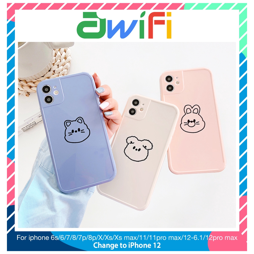 Ốp lưng iphone viền nổi thú cute 6/6plus/6s/6splus/7/7plus/8/8plus/x/xr/xs/11/12/pro/max/plus/promax - Awifi U5-3