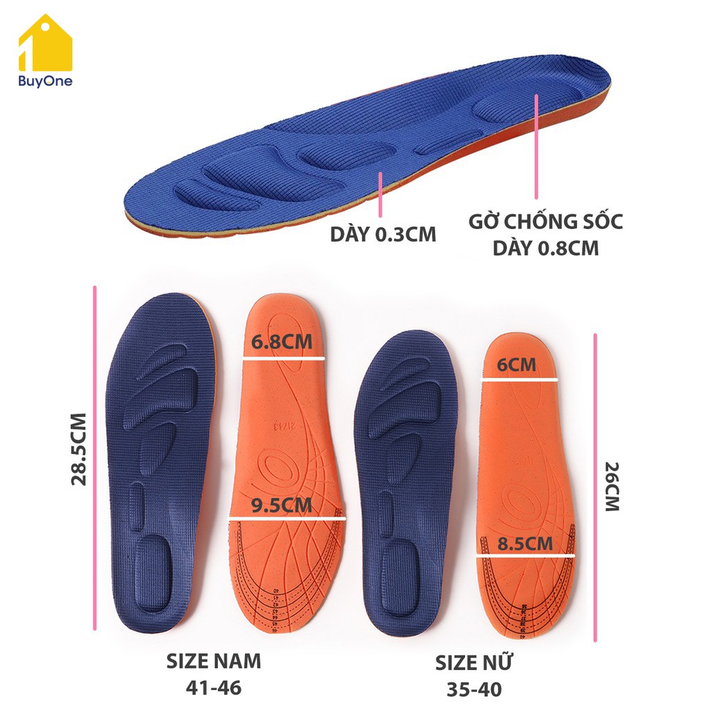 Lót giày thể thao 6 gờ chống sốc EVA, đệm lõm bàn chân và có rãnh chịu lực - buyone - BOPK154