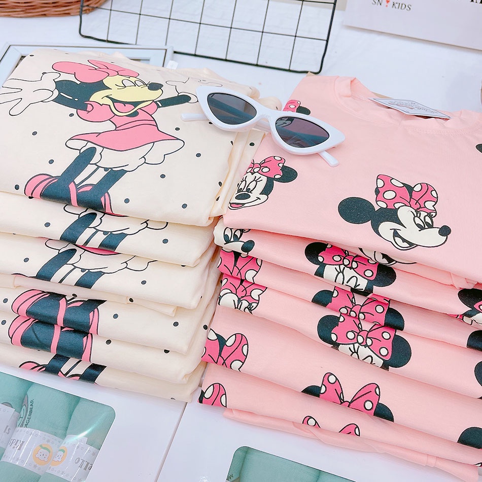 ĐỒ BỘ THU ĐÔNG CHO BÉ GÁI IN HÌNH MICKEY DỄ THƯƠNG CHUẨN COTTON TÀU MỀM MẠI THẤM HÚT MỒ HÔI CO GIÃN 4 CHIỀU SIZE 9-21KG