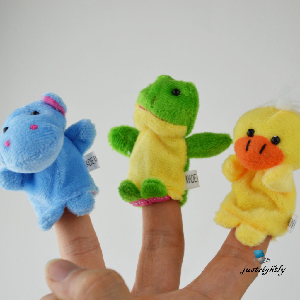 Jry₪Role Play Finger Puppets Cloth Plush Doll Baby Educational Hand Cartoon Animal Toys 10 pcs