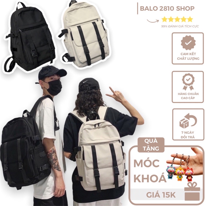 Balo Laptop Ulzzang Unisex Backpack 2810 Clothes Shop Balo Đen Trơn Đi Học Đi Chơi Vải Canvas Cao Cấp Chống Nước