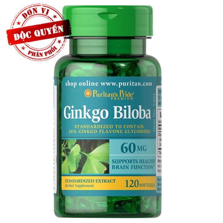 Viên uống tăng cường tuần hoàn não Puritan's Pride Ginkgo Biloba 60mg 120 viên Gingko Biloba