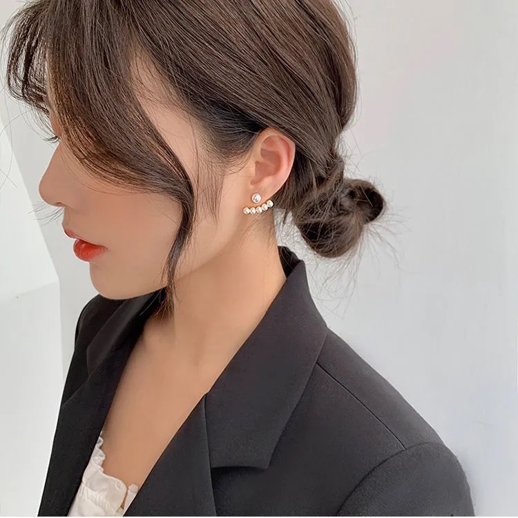 Bông Tai Mạ Bạc 925 đính đá ngọc trai nhân tạo Xinh Xắn Phong Cách Hàn Quốc BO16