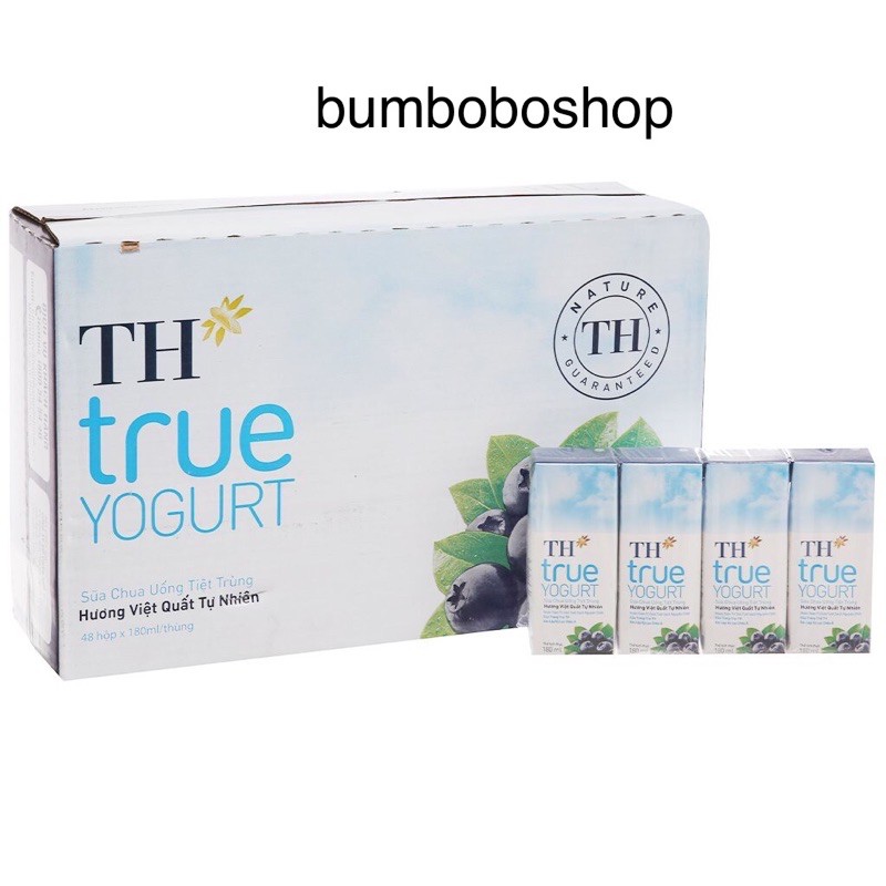 Thùng 48 hộp sữa chua uống TH True Yogurt vị việt quất/cam/dâu (180ml/hộp)