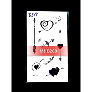 Xăm dán tattoo trái tim mũi tên B288