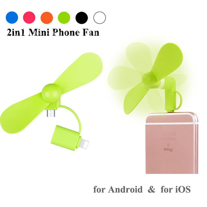 Quạt mini 2 in 1 micro USB+ Lighning dành cho điện thoại