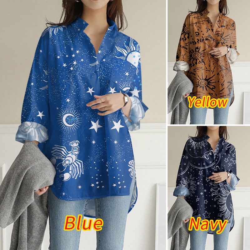 Zanzea Áo Sơ Mi Tay Dài Có Túi Dáng Rộng Thời Trang Dành Cho Nữ