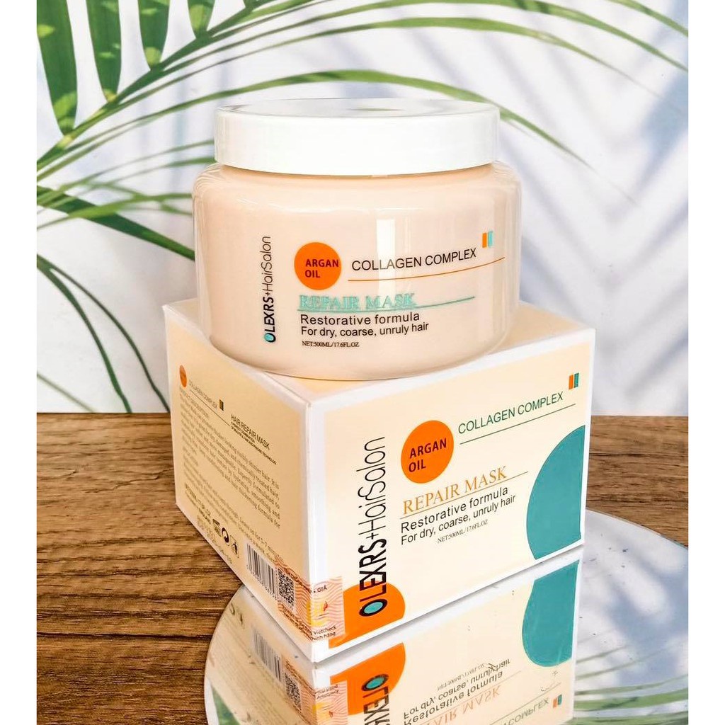Kem Ủ Tóc Olexrs Hairsalon Argan Oil Collagen Complex 500ML Phục Hồi Tóc Hư Tổn