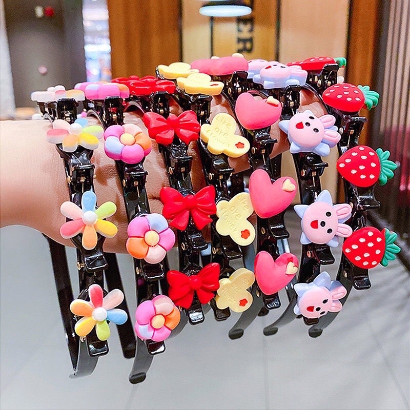 Bờm xược tóc Hàn Quốc đính hoa quả cho bé siêu cute