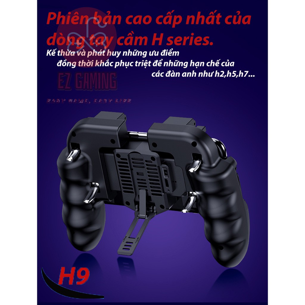 Tay cầm chơi game 4 nút tích hợp quạt tản nhiệt H9 mẩu mới 2020