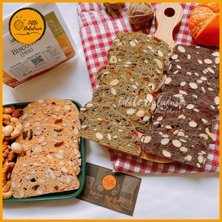 Bánh Biscotti nguyên cám Mix vị Truyền thống, Cacao, Matcha Little Dalafarm, giảm cân, tốt cho sức khỏe