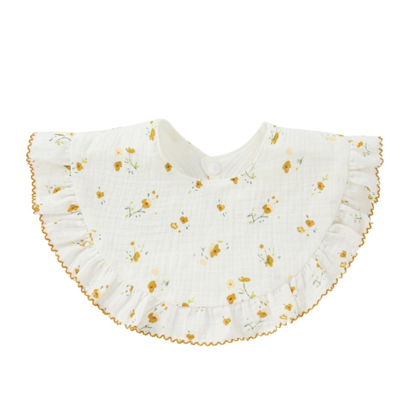 Yếm Cổ 4 Lớp Bằng Cotton Phối Bèo Dễ Thương Tiện Dụng Cho Bé Sơ Sinh
