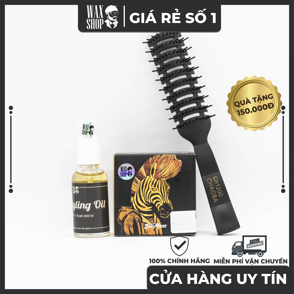 Sáp Vuốt Tóc Blumaan Ngựa Vằn Cavalier Clay ⚡[HÀNG MỸ] - [CAO CẤP NHẤT CHO NAM]⚡Tặng Kèm Pre-Styling Oil và Lược Chaoba.