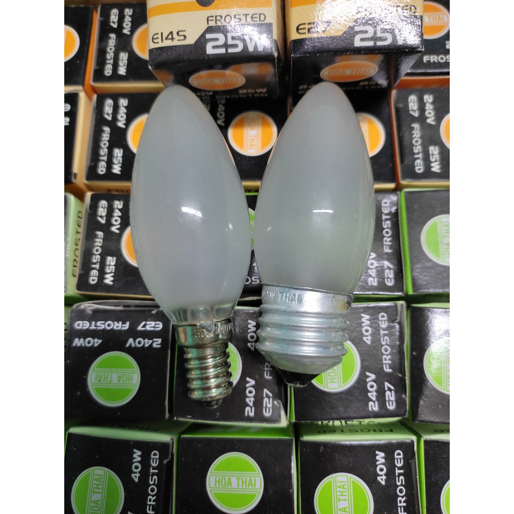 Bóng nhót sợi đốt dùng trang trí bóng tủ lạnh Hòa Thái ánh sáng vàng đỏ đui E14 E27 công suất 15W-40W