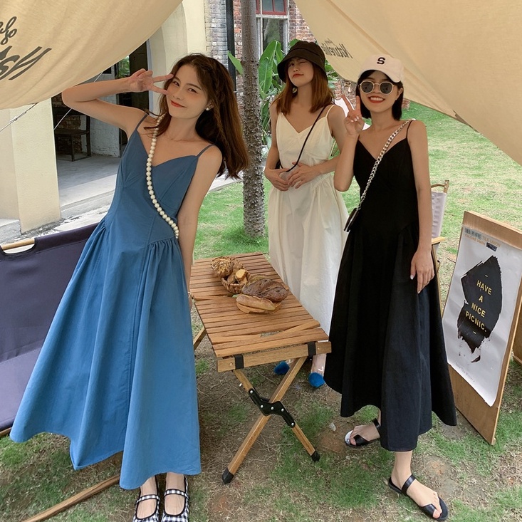 Xiaozhainv Đầm Không Tay Phong Cách Hàn Quốc Có 3 Màu Sắc Chọn Lựa Cho Nữ