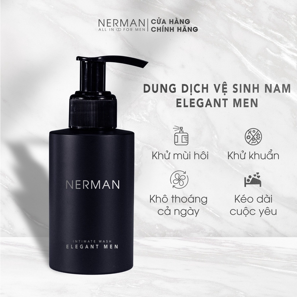 Combo lịch lãm Nerman - Sữa tắm gội Gentleman 3in1 hương nước hoa cao cấp 350ml & Gel vệ sinh nam Elegant 50g