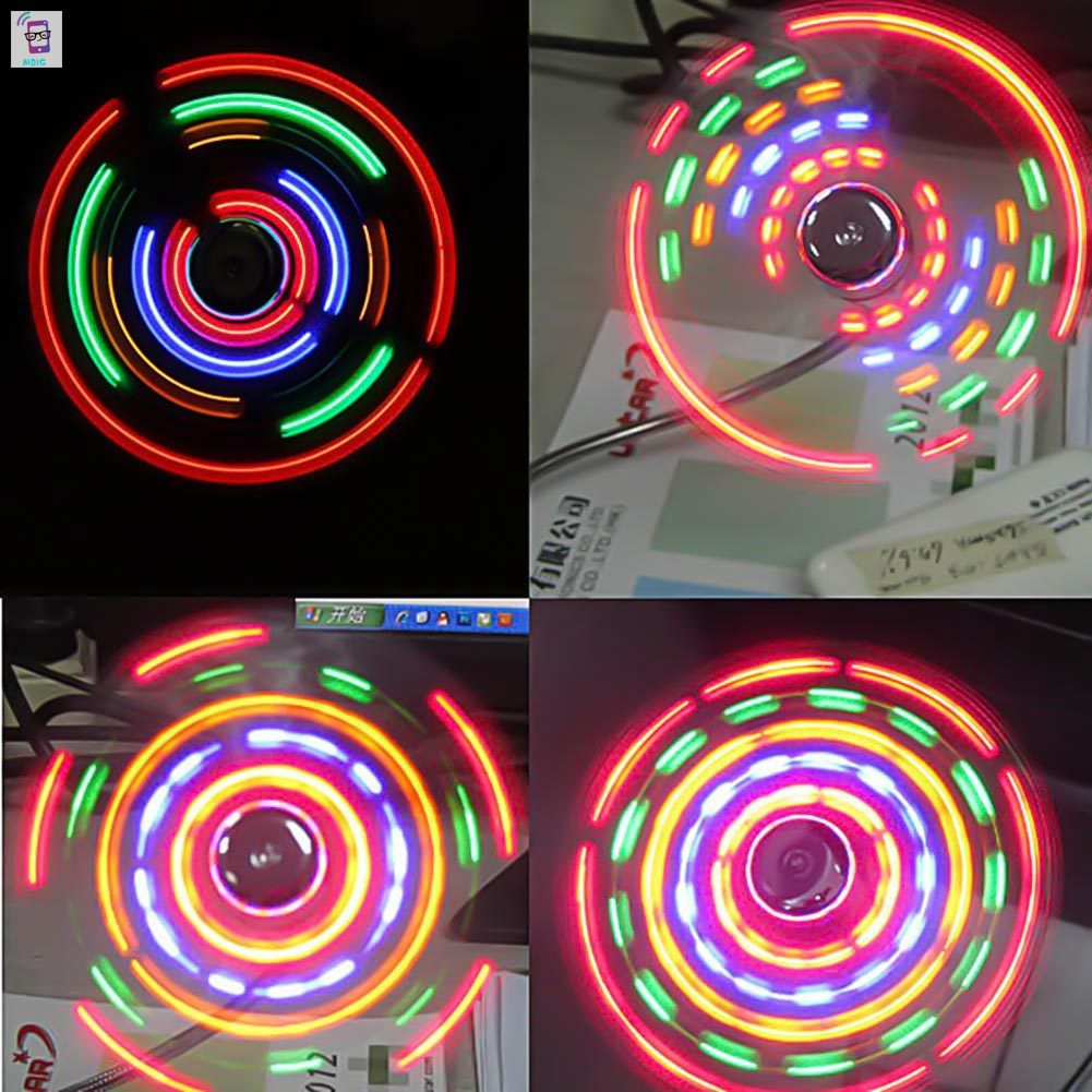 Quạt đèn LED nhiều màu sắc mini cắm USB cho máy tính Notebook PC