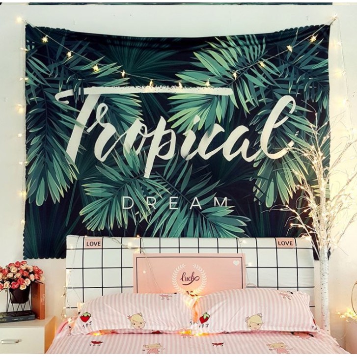 [Tặng kèm Đèn led + móc treo] Thảm treo tường trang trí phòng ngủ - Tranh vải decor vintage