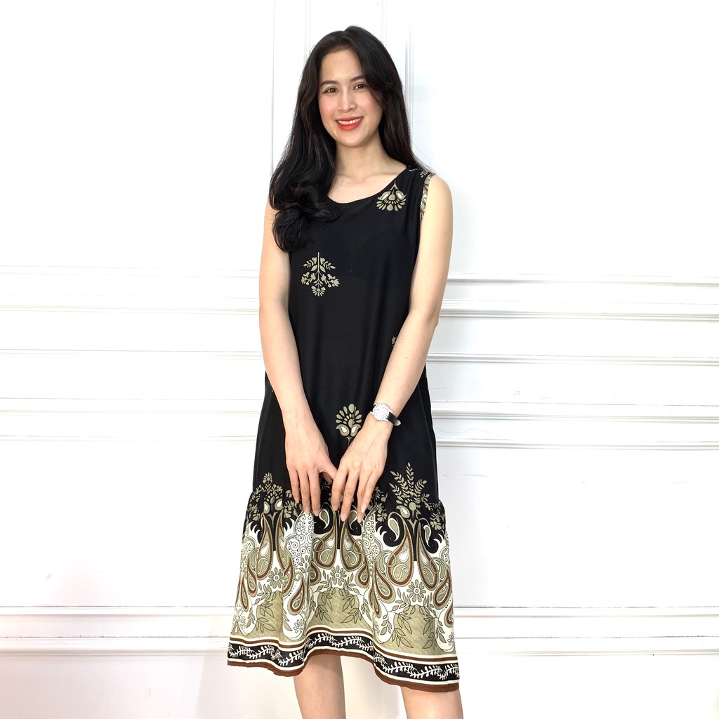Đầm mặc nhà trung niên bigsize AMYRA, váy cho mẹ dáng suông đuôi cá, mùa hè rộng mát mẻ, thoải mái cho bà bầu V06