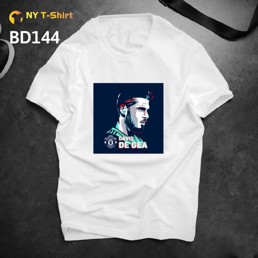 Áo Thun Hình David de Gea Thủ Môn MU Mã BD144 - 148 - Áo Trắng In Hình Cầu Thủ Bóng Đá