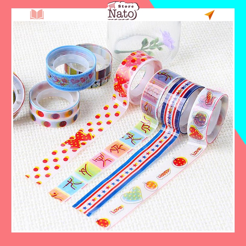 Băng dính washi hoạt hình chuyên dụng cho trang trí scrapbook nhiều hình dễ thương NATO BD01