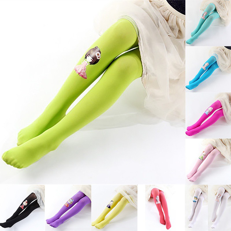 Quần tất họa tiết cô công chúa màu trơn xinh xắn cho bé gái