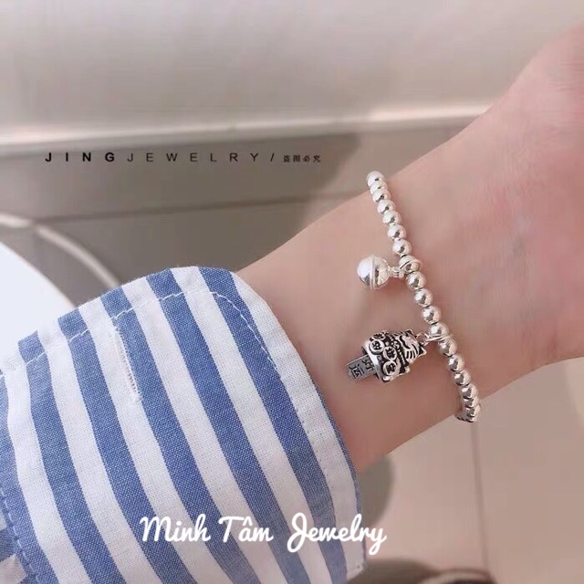 Lắc tay bi mèo thần tài chuông bạc MTJ