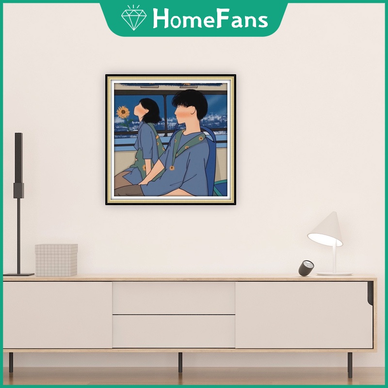 Bộ Tranh Đính Đá 5D Tự Làm 30x30cm / 40x40cm / 50x50cm Hình Cặp Đôi Lãng Mạn Trang Trí Nhà Cửa