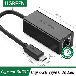 Cáp USB-C to LAN tốc độ cao 10/100Mbps Ethernet UGREEN 30287 Chính Hãng