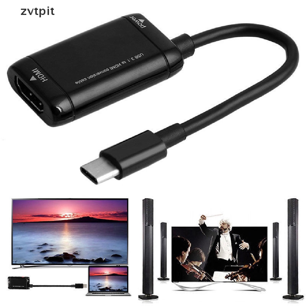 USB-C Type C to HDMI Adapter USB 3.1 Cable For MHL Android Phone Tablet Black DSF