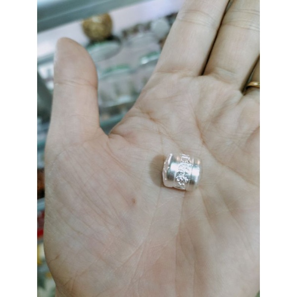 Lu thống bạc ta nguyên chất khắc chú Ommani chú đại bi bình an may mắn 10*12mm