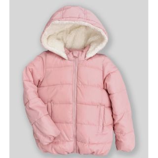 Áo khoác phao lót nỉ, mũ lông cừu cho bé gái 9-12kg
