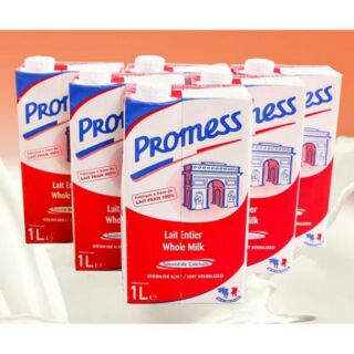 Sữa tươi nguyên kem Promess (Pháp), thùng 12 hộp 1L, T01/2020