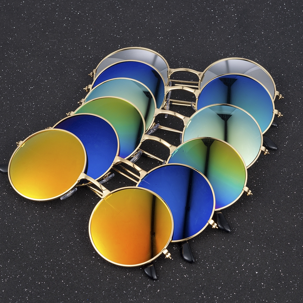 Kính mát gọng kim loại dáng tròn phong cách thời trang vintage dành cho nam nữ