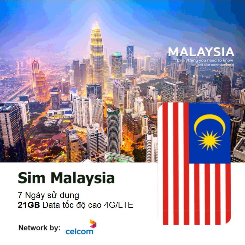 Sim du lịch Malaysia - Sim data tốc độ cao 4G, không giới hạn 3G