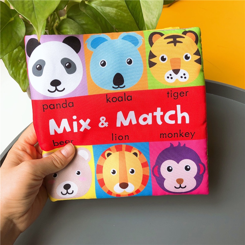 Sách Vải Tương Tác Cho Bé Mix &amp; Match ghép hình các con vật Funny Zoo SV08