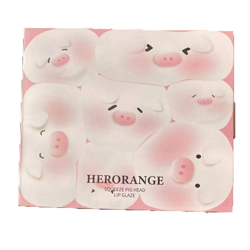 Set 6 thỏi son kem HERORANGE tông nhung lì họa tiết heo hồng